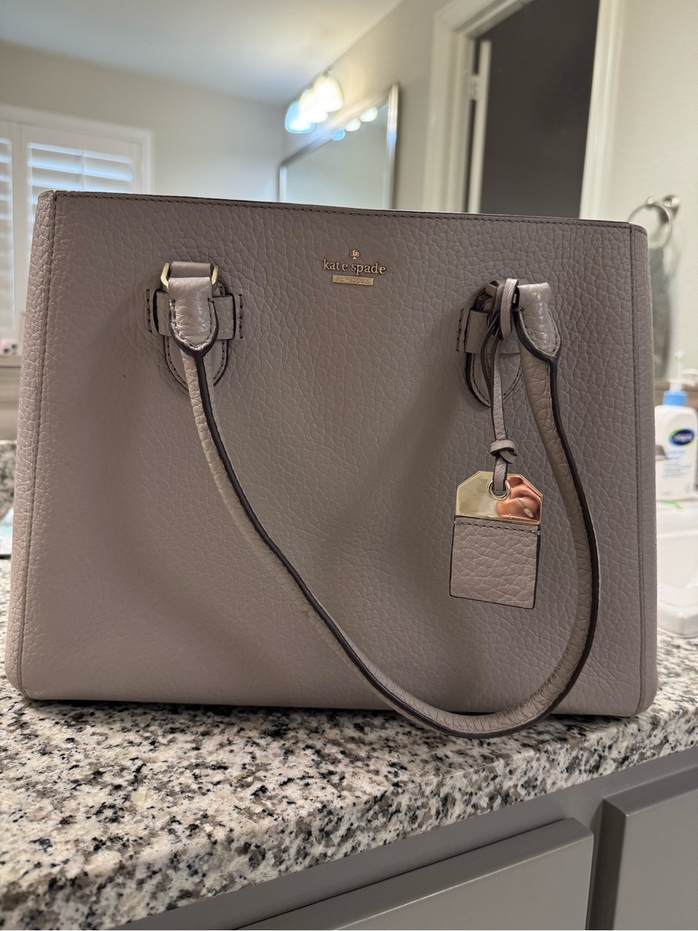 kate spade Pebble Leather Tote in Taupe